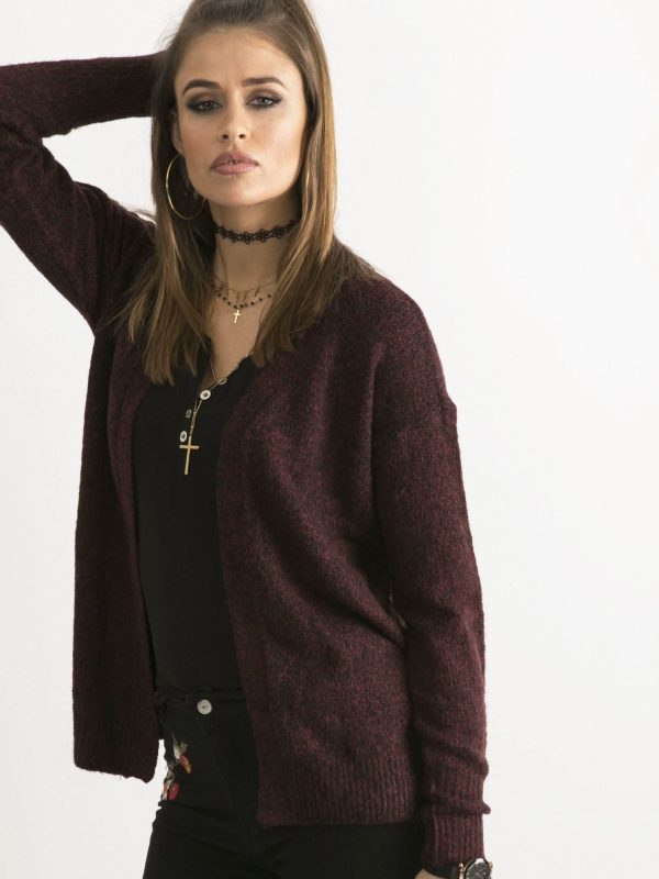 Wholesale Burgundy knitted cardigan