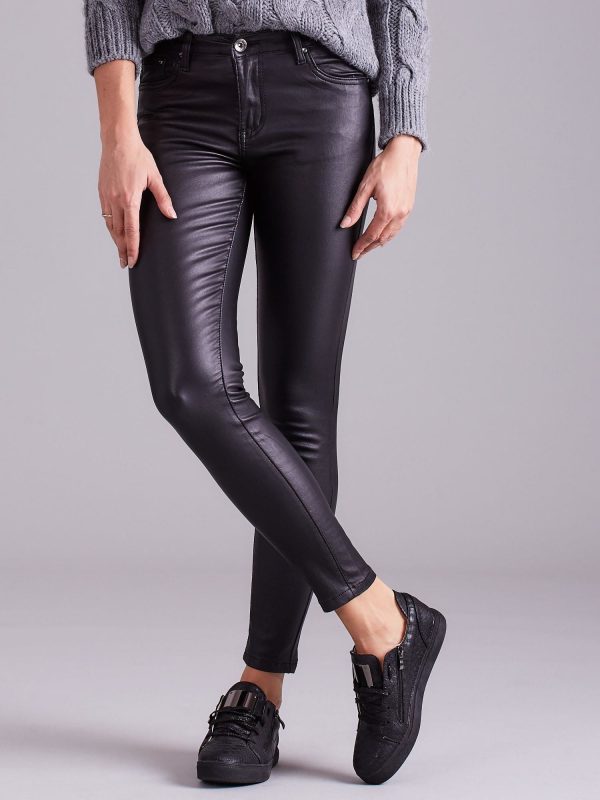 Wholesale Waxed skinny pants black