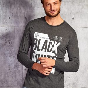 Wholesale Men's blouse with inscription print dark grey