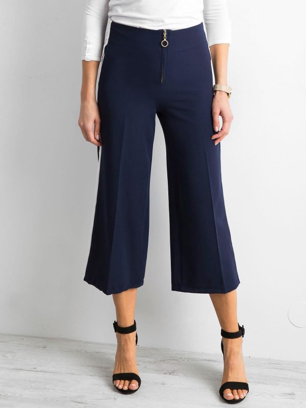 Wholesale Wide trousers with stripes navy blue