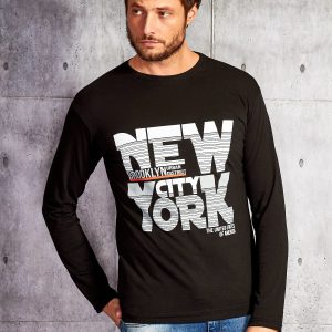 Wholesale Men's blouse with inscription NEW YORK CITY black