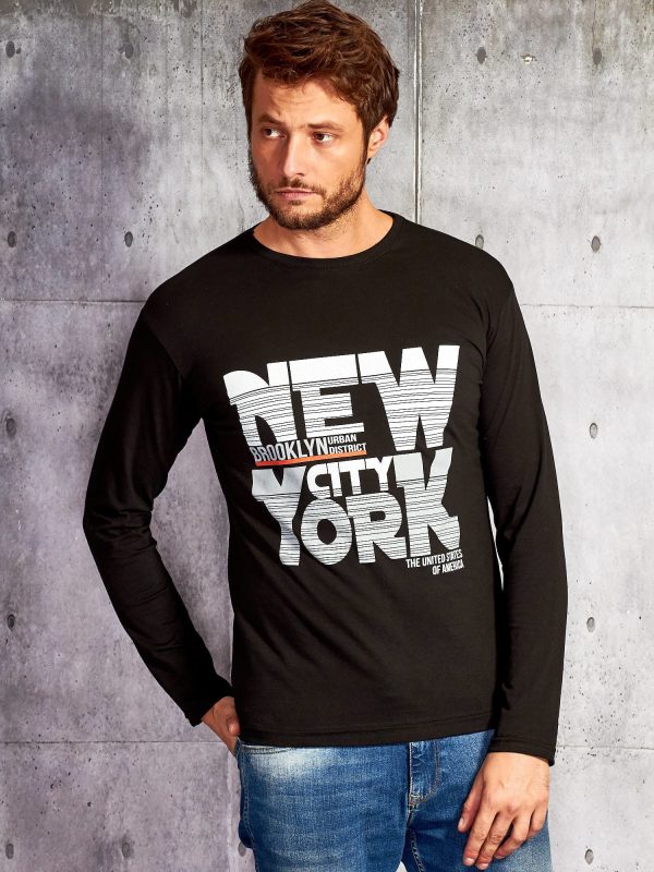 Wholesale Men's blouse with inscription NEW YORK CITY black