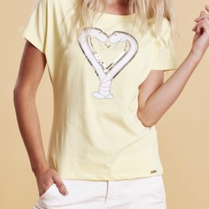 Wholesale Women's T-shirt with snakes motif yellow