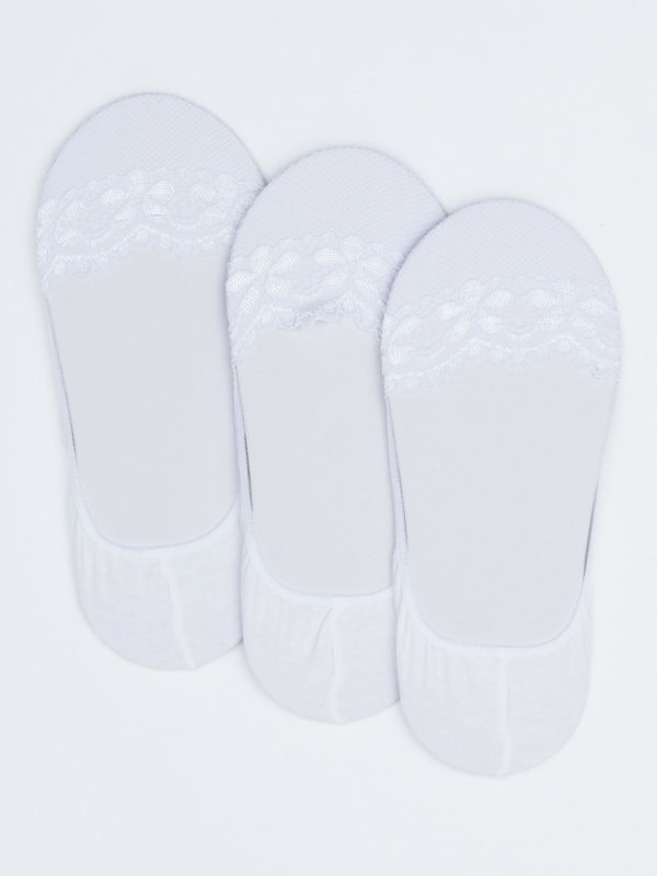 Wholesale White foot socks with lace 3-pack