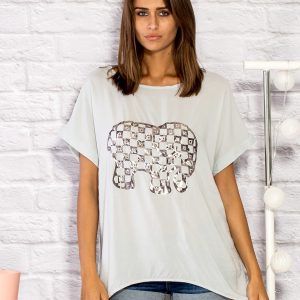 Wholesale Women's T-shirt with elephant grey