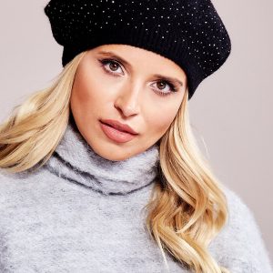 Wholesale Black beret with applique