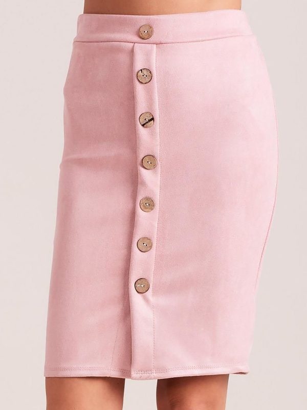 Wholesale Suede pencil skirt light pink