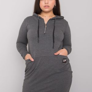 Wholesale Dark Grey Plus Size Cotton Tunic With Kierra Hooded