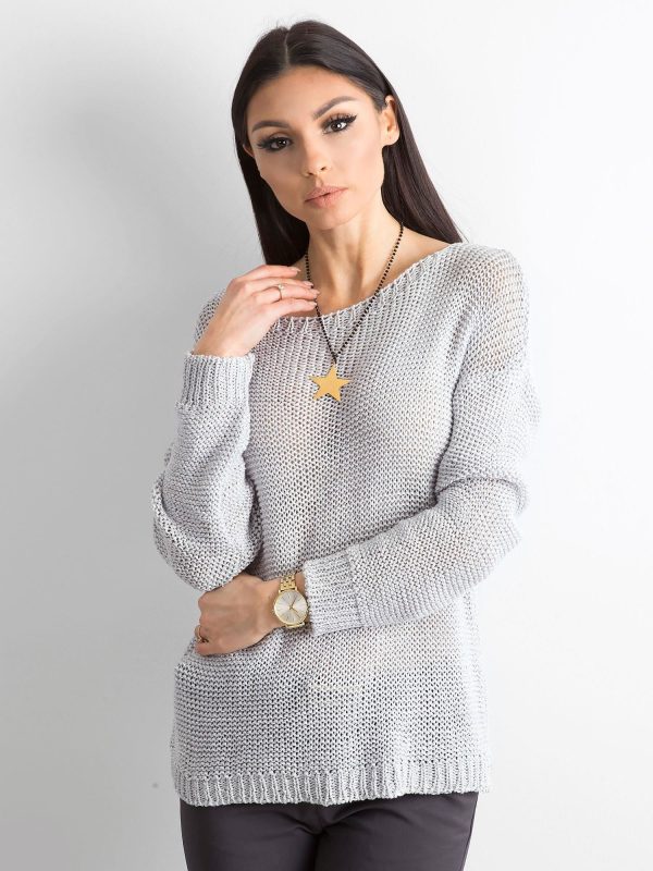 Wholesale Grey sweater with metallic thread