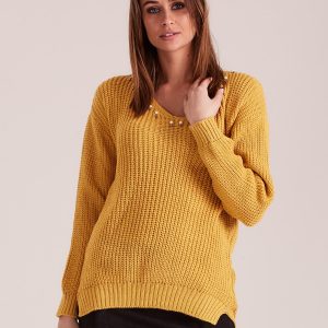 Wholesale Mustard sweater with pearls