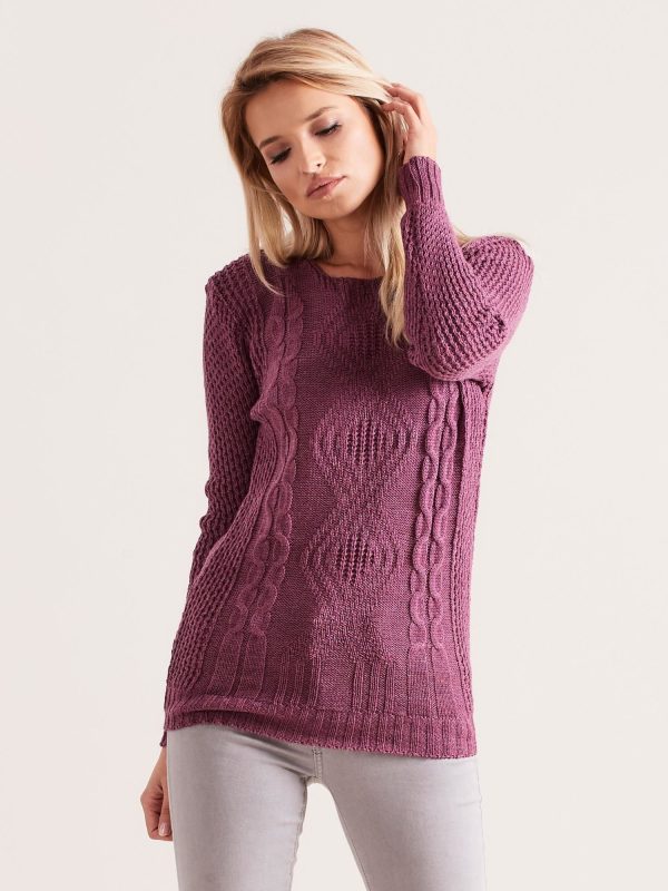 Wholesale Purple knitted sweater with braids