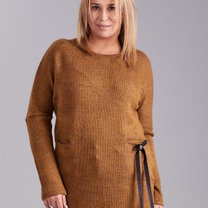 Wholesale Light brown striped tunic PLUS SIZE