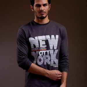 Wholesale Men's blouse with the inscription NEW YORK CITY dark gray