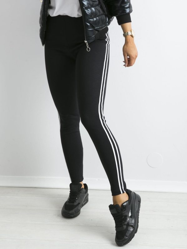 Wholesale Black tracksuit leggings with stripes