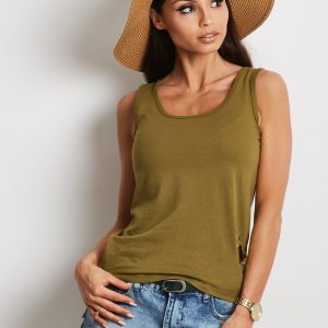 Wholesale Khaki women's top with rhinestones