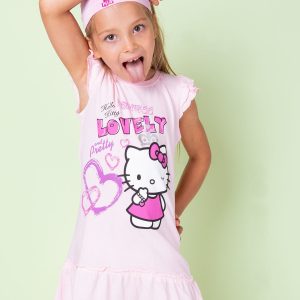 Wholesale Pink dress for girl HELLO KITTY