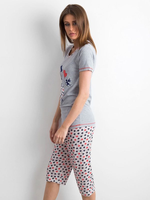 Wholesale Grey Navy Blue Print Pyjamas