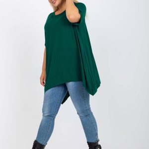 Wholesale Dark green asymmetric plus size tunic