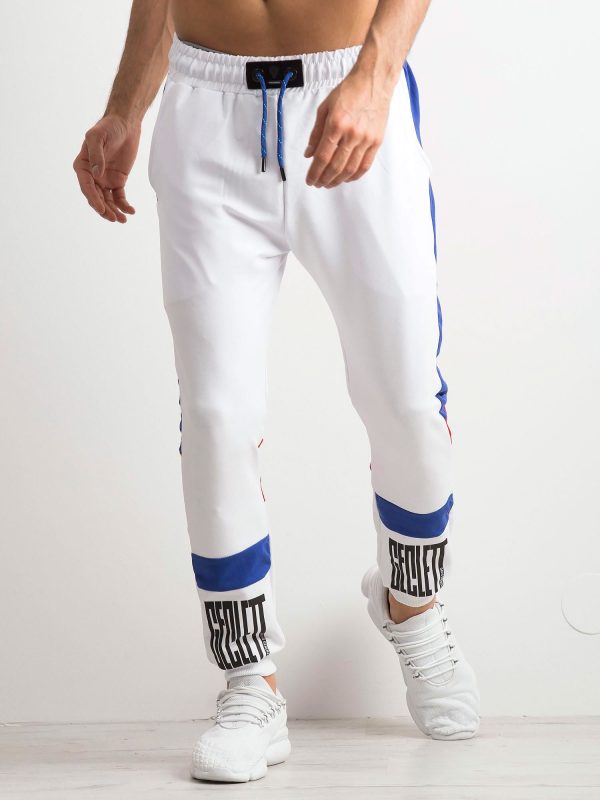 Wholesale Men's white sweatpants with inscriptions