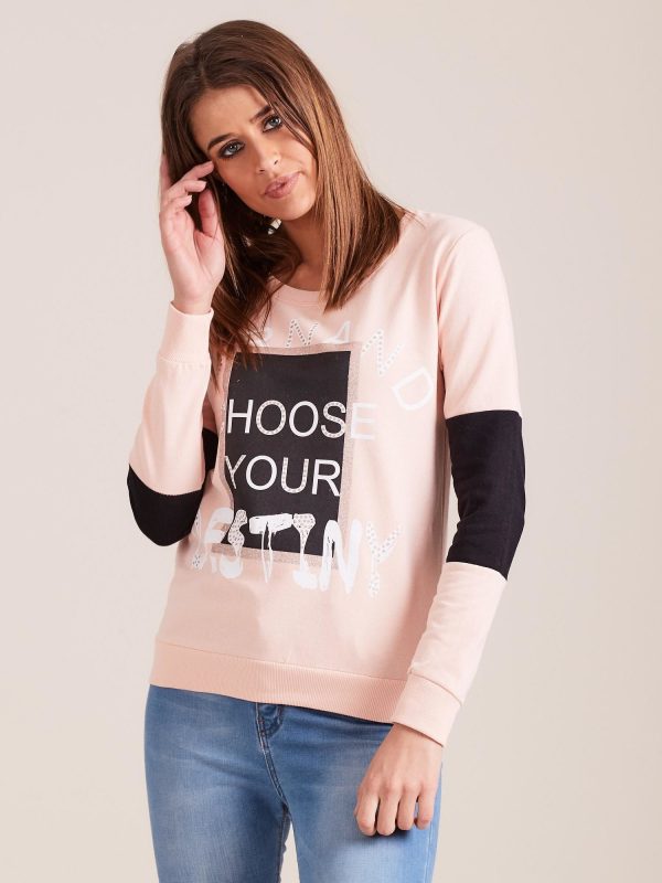 Wholesale Light pink sweatshirt with print