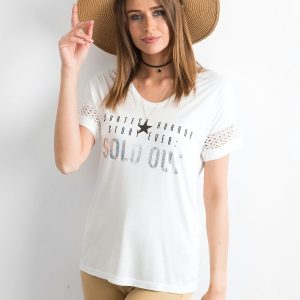 Wholesale T-shirt with the words SOLD OUT and ecru lace