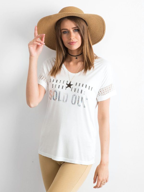 Wholesale T-shirt with the words SOLD OUT and ecru lace