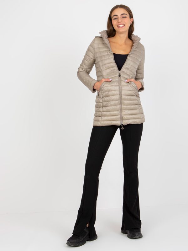 Wholesale Dark beige double-sided transition jacket with hood