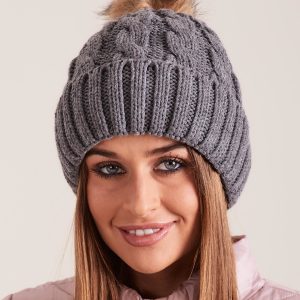 Wholesale Grey Women's Hat with Tassel