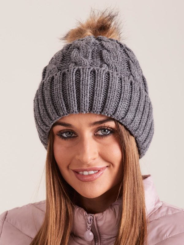 Wholesale Grey Women's Hat with Tassel