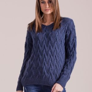 Wholesale Blue braided sweater