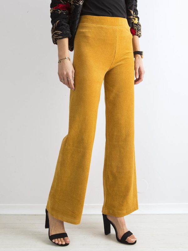 Wholesale Mustard wide corduroy pants