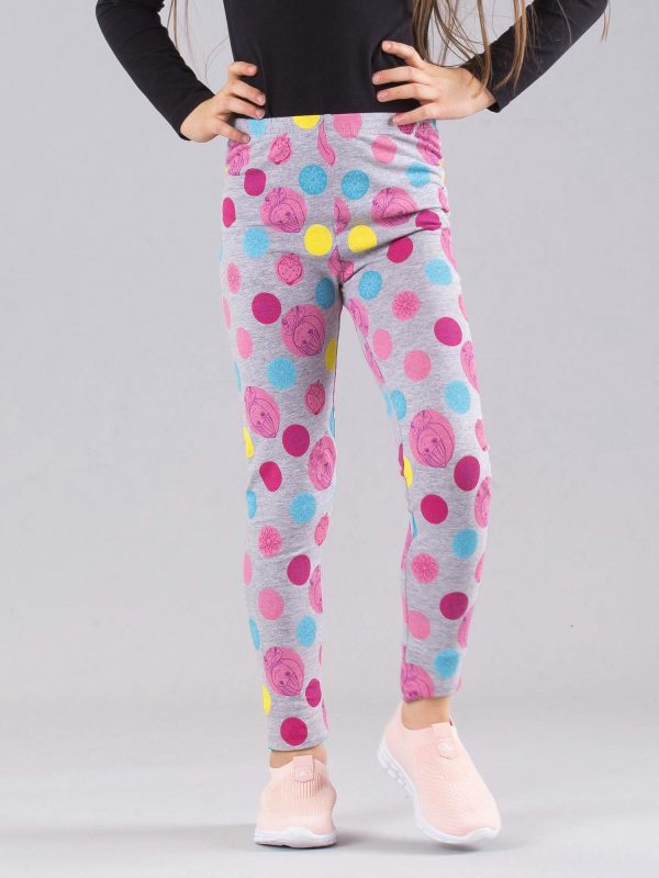 Wholesale Grey girls leggings with print MASHA AND BEAR