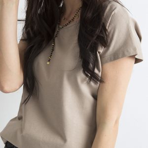 Wholesale Dark beige T-shirt Circle