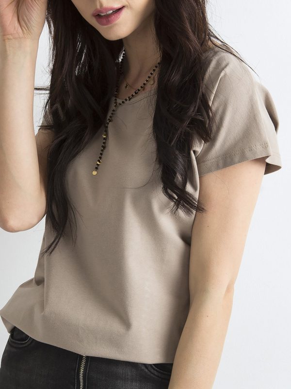 Wholesale Dark beige T-shirt Circle