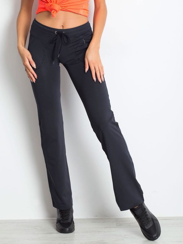 Wholesale Navy blue sports pants with sewn pocket