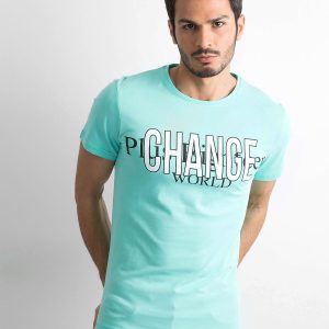 Wholesale Mint Cotton Printed Men's T-Shirt