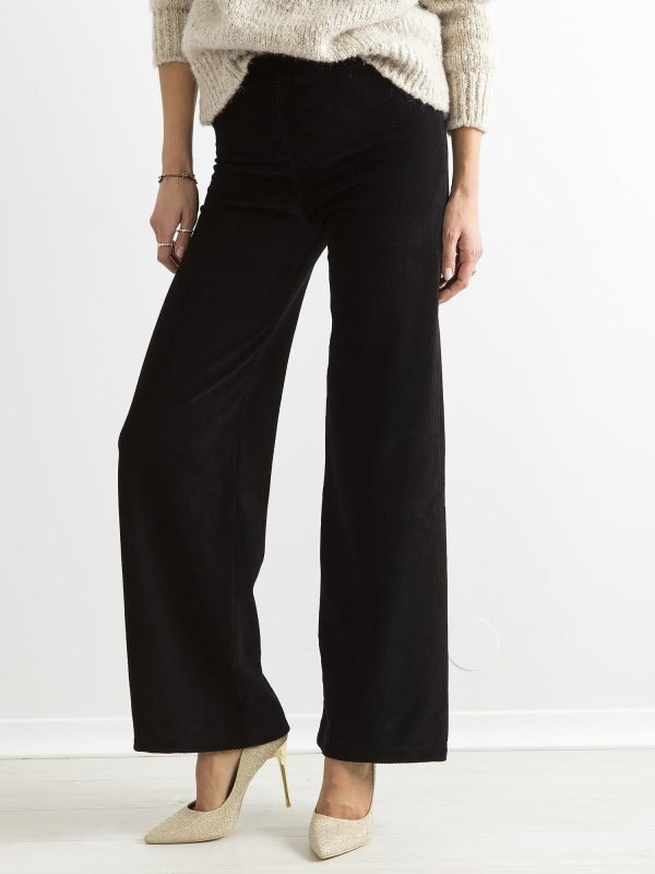 Wholesale Black Wide Corduroy Trousers