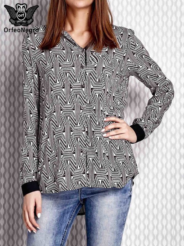 Wholesale Black and white patterned blouse