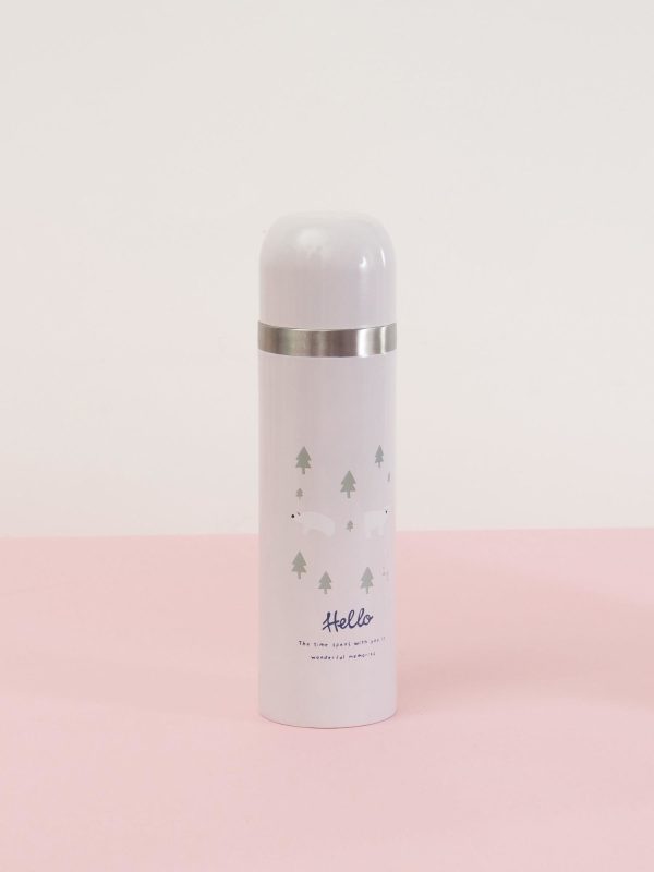 Wholesale Pale pink pastel thermos with print