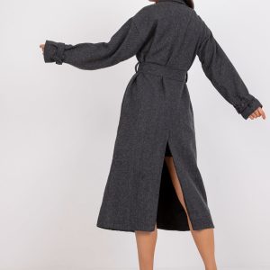 Wholesale Dark grey long coat with slit back