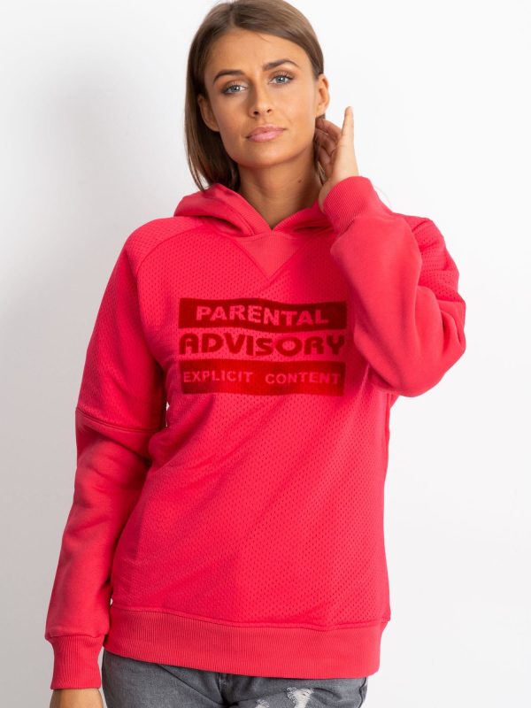 Wholesale Dark pink padded sweatshirt with inscription