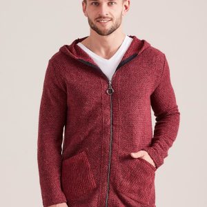 Wholesale Burgundy sweatshirt for men with zipper