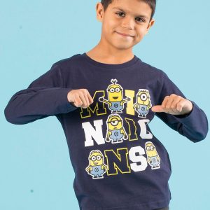 Wholesale Navy blue blouse with minions print