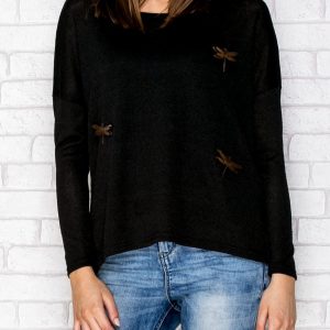 Wholesale Blouse with dragonfly stripes black