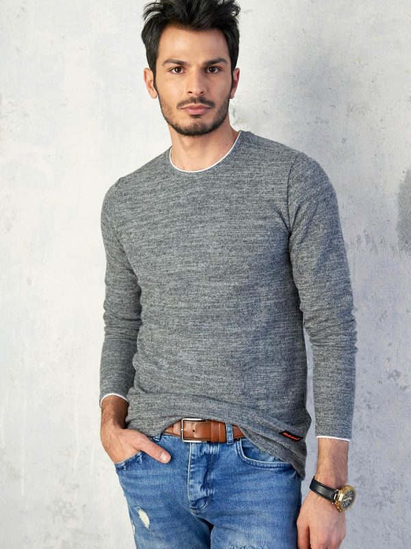 Wholesale Grey melange men's sweater