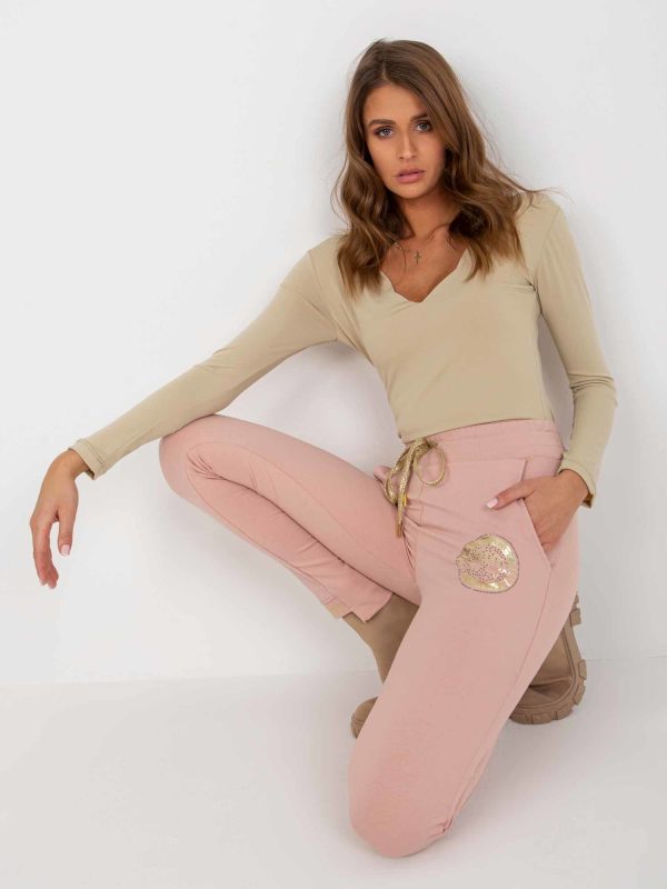 Wholesale Dirty pink women's sweatpants with Myrtle applique
