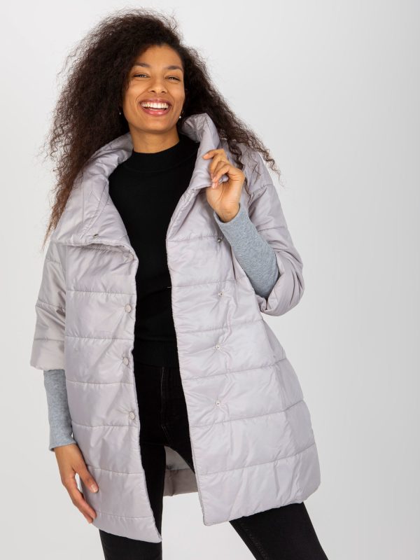 Wholesale Light Grey Quilted Transition Jacket for Carlota Snaps