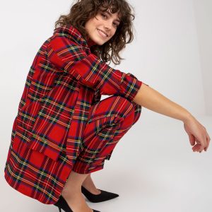 Wholesale Red Women's Plaid Blazer from Suit Without Clasp