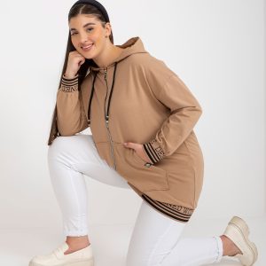 Wholesale Camel plus size sweatshirt with pockets