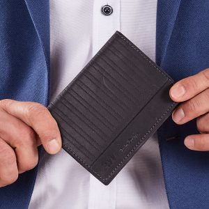 Wholesale Black Leather Men's Wallet with Embossing